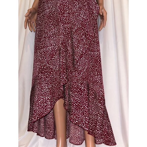 Simplee True Wrap Red Wine Dress Size Large - Picture 3 of 8